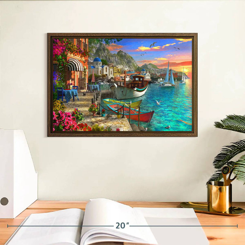 Grandios Grèce, 13 po x 9 po, Cadre flottant noyer