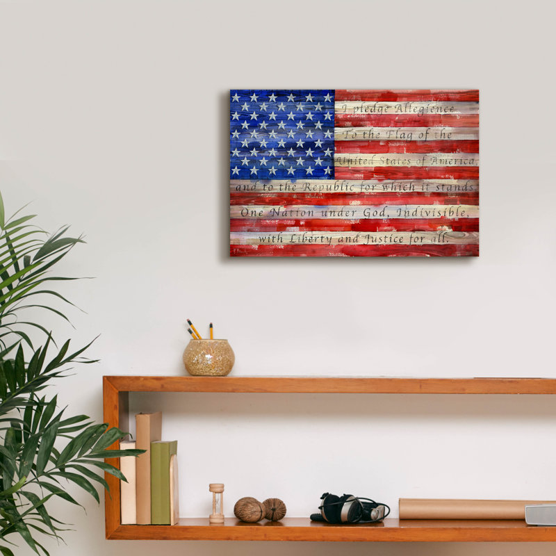 «All American Flag Script» par Paul Brent, H 12 po x l 18 po x P 0,75 po