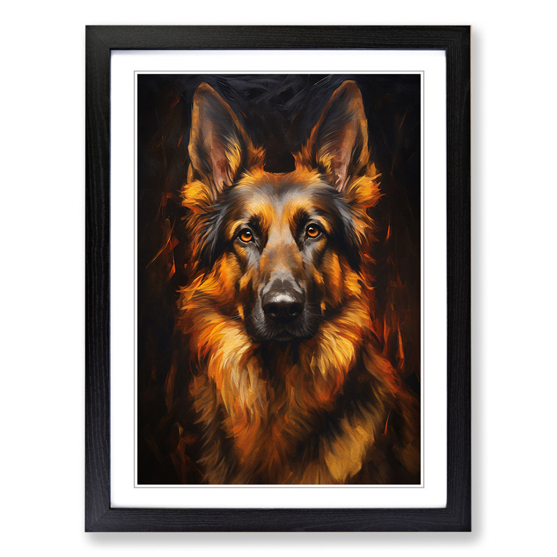 German Shepherd Symbolism No.2 - Framed Print, 64cm H x 46cm W x 2cm D, Black
