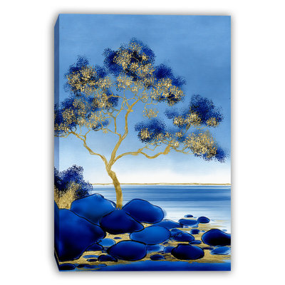 Toile tendue sur toile d'arbre doré Azure Horizon