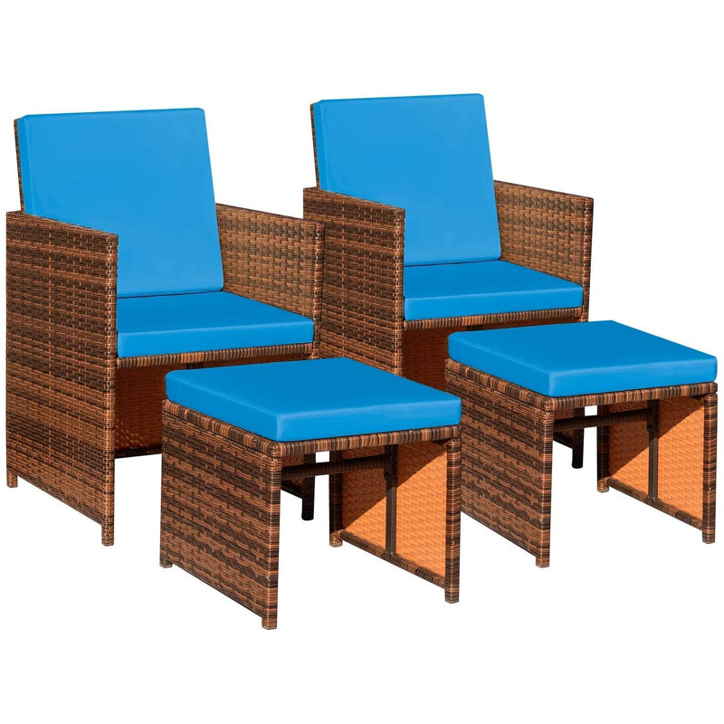 Fransje 2 - Person Patio Conversation Set with Cushions, Blue