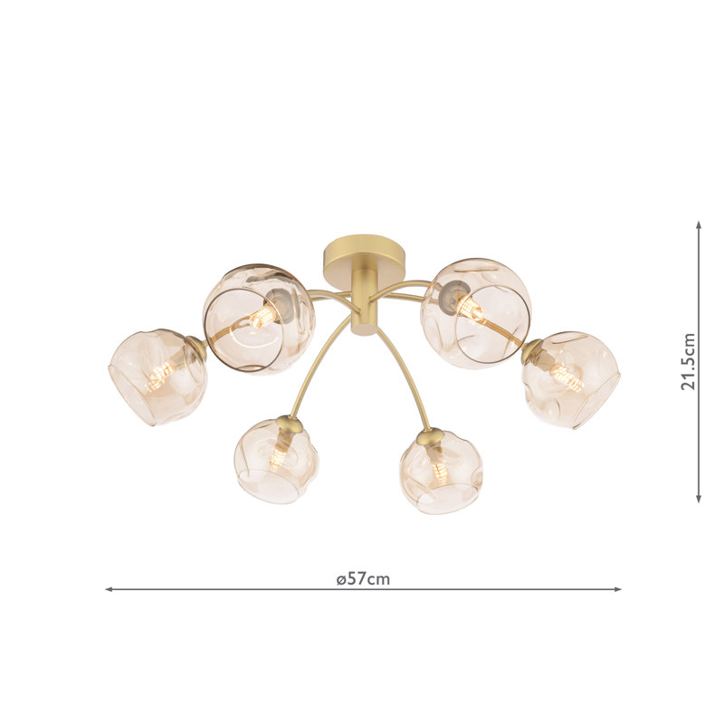 Flush Mount, 21.5" H x 57" W x 57" D, 6