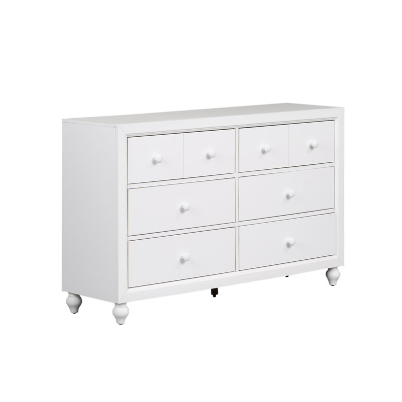 Droskyn 54'' Wide 6 -Drawer Dresser, White