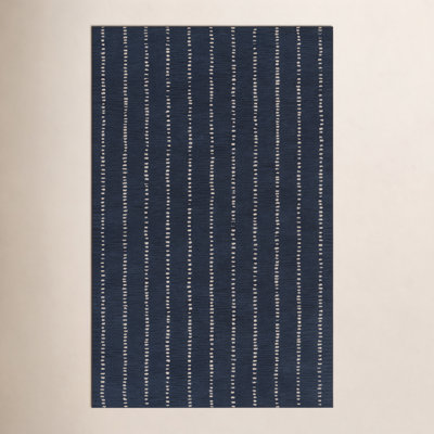 Nichols Navy Hand-Tufted Striped Wool Rug