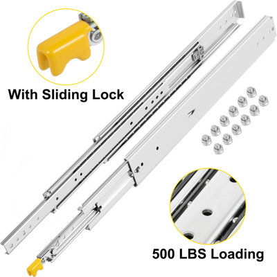 18'' Heavy Duty Drawer Slides 500Lbs Ball Bearing W/Lock