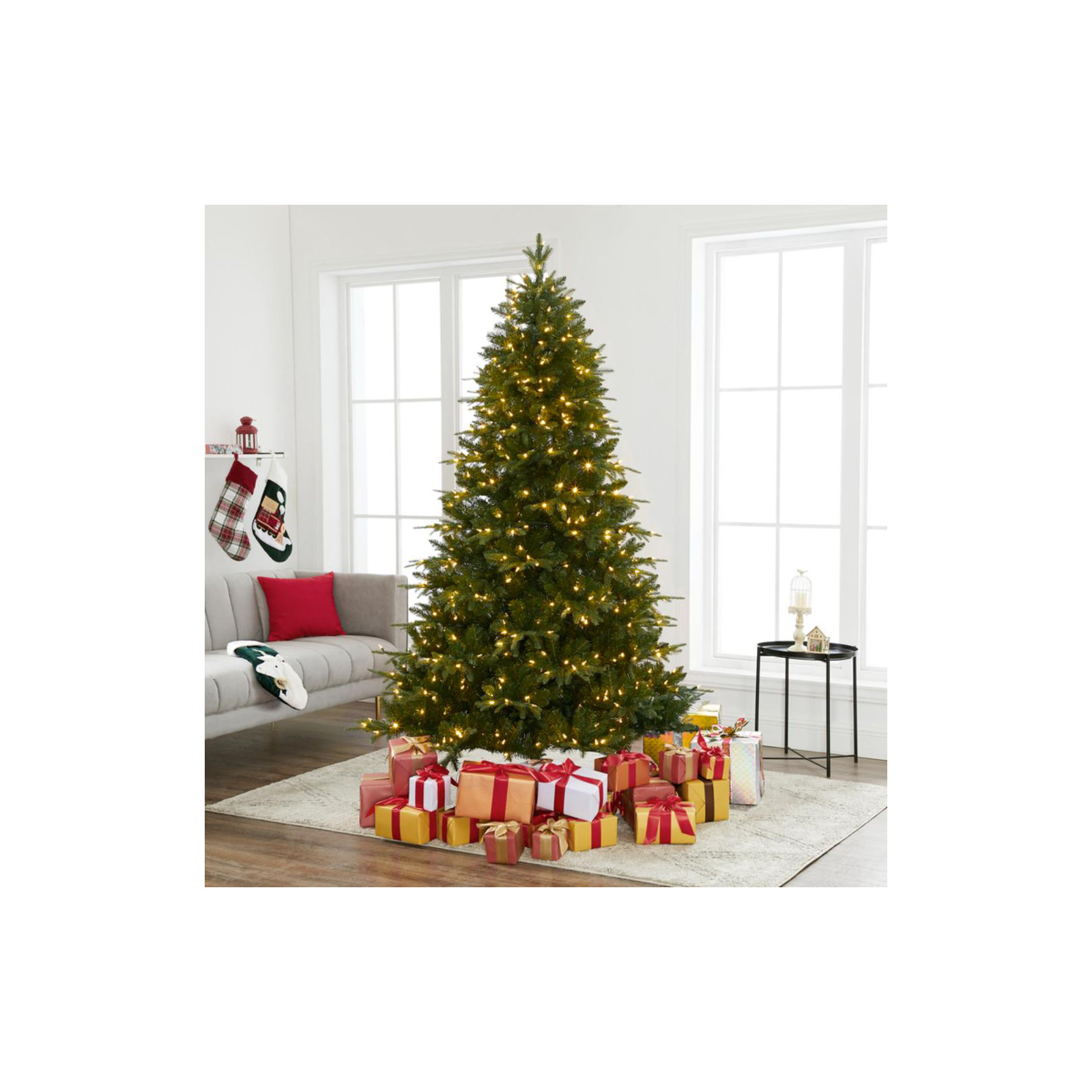Traditional Prelit Artificial Christmas Tree with Durable Metal Stand Realistic 36 Wide Fir Tree, 6.5' 