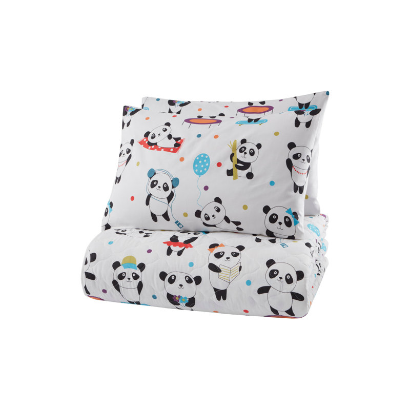 Ensemble de couvre-lit 100% coton noir / blanc / bleu Abul