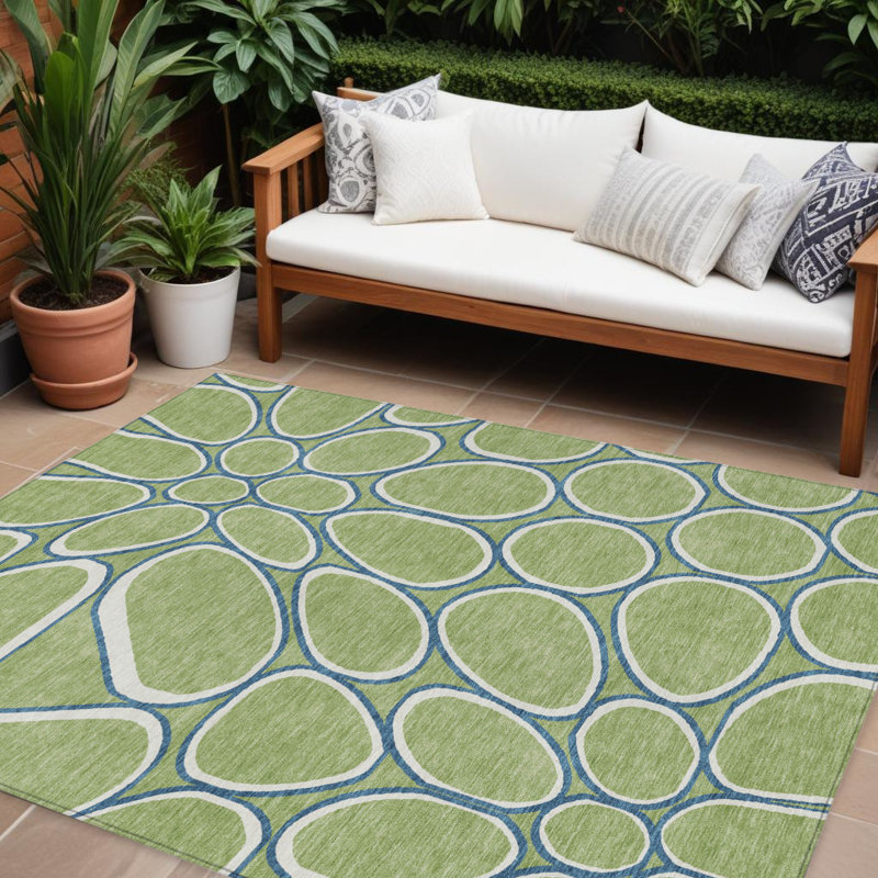 Tapis d'intérieur lavable abstrait vert artichaut 10 pi x 14 pi