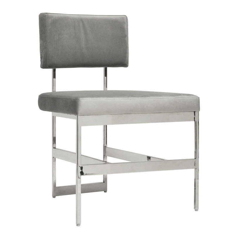 Chaise d'appoint rembourrée en métal Shaw, Nickel, Gris