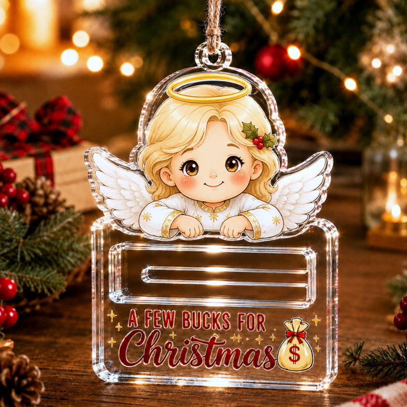 Porte-billets de Noël avec trou, support en acrylique pour argent liquide, décoration de Noël unique à suspendre, cadeau, décoration de table pour les fêtes