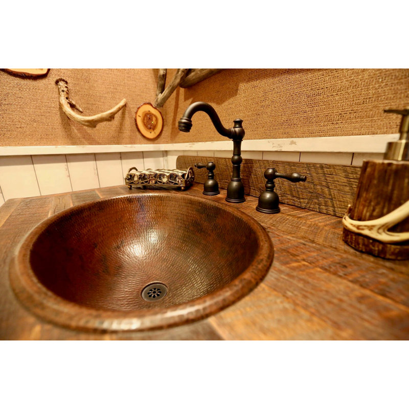 22" Hammered Copper Oval Bathroom Sink