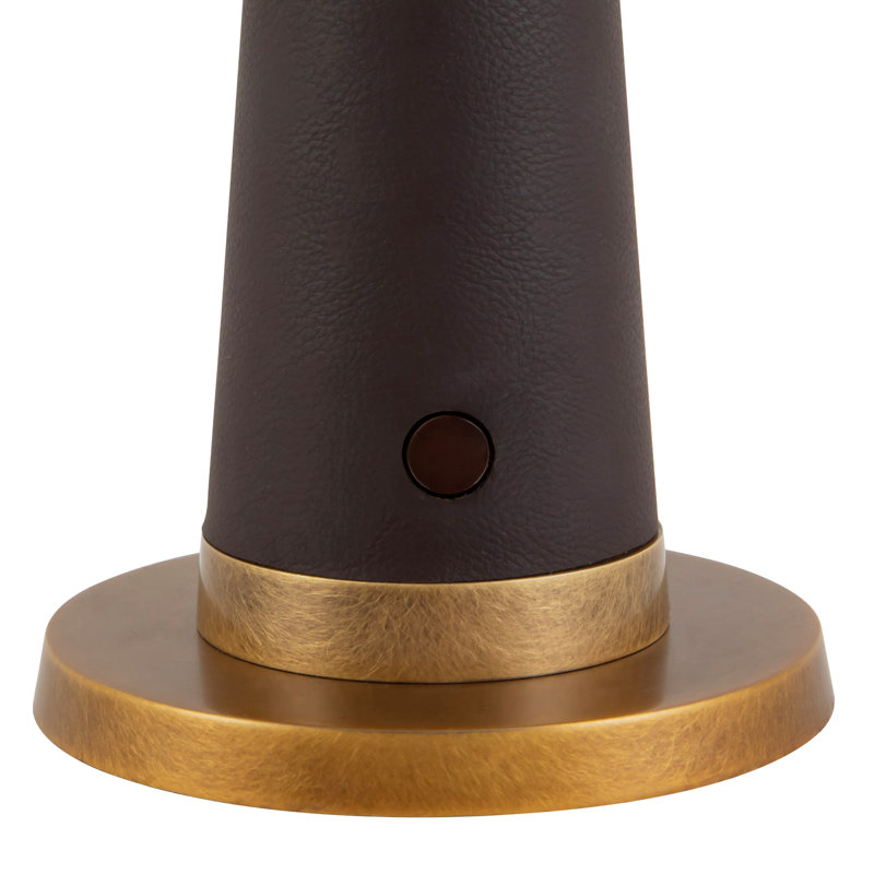 Clemence 11-in Red dimmable LED Table Lamp, Espresso Vegan Leather
