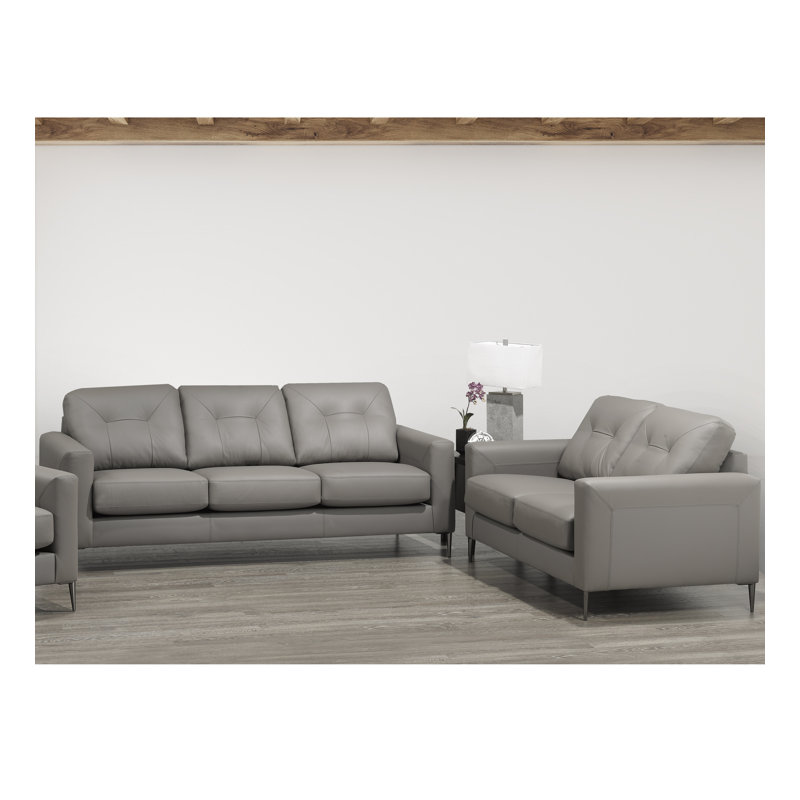 Ensemble de salon inclinable en cuir véritable Laga, Cuir véritable os