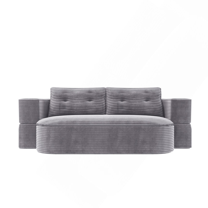 Canapé 78,7 "moderne 2 en 1 pliable avec couverture fonctionnelle et 2 coussins moelleux, Gris clair