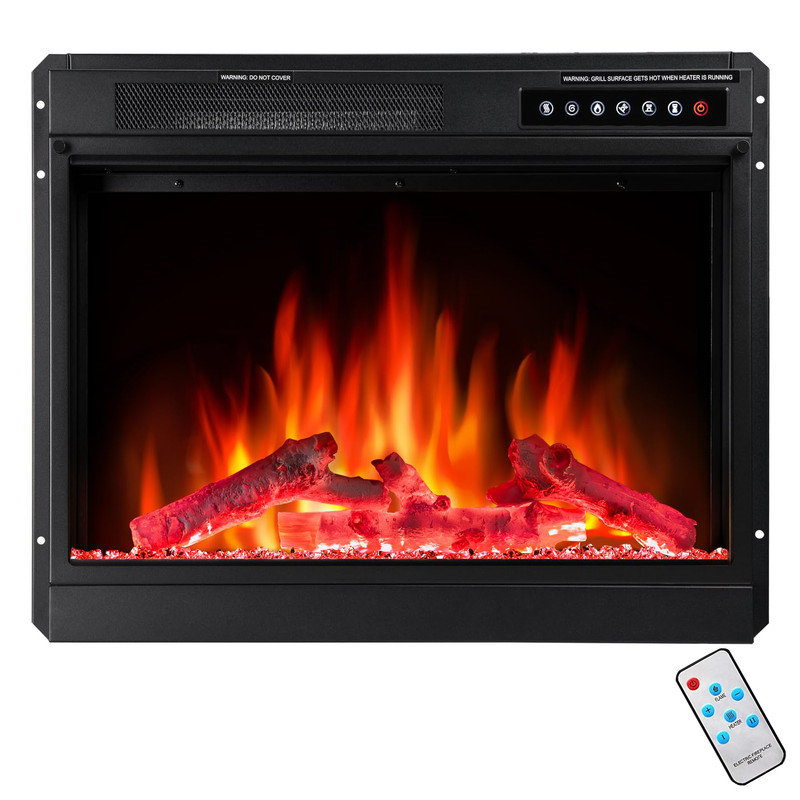 28" Recessed Electric Fireplace,Remote Control,Timer,Adjustable Flame Colors & Temperature,750W/1500W
