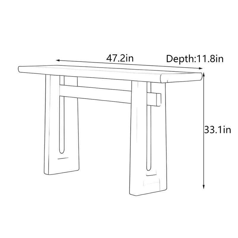 Console Mid-Century moderne en bois massif, H 33,1 po x l 47,2 po x P 11,8 po