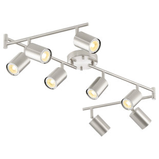 Luminaire sur rail 8 lumières avec têtes réglables et 8 ampoules incluses