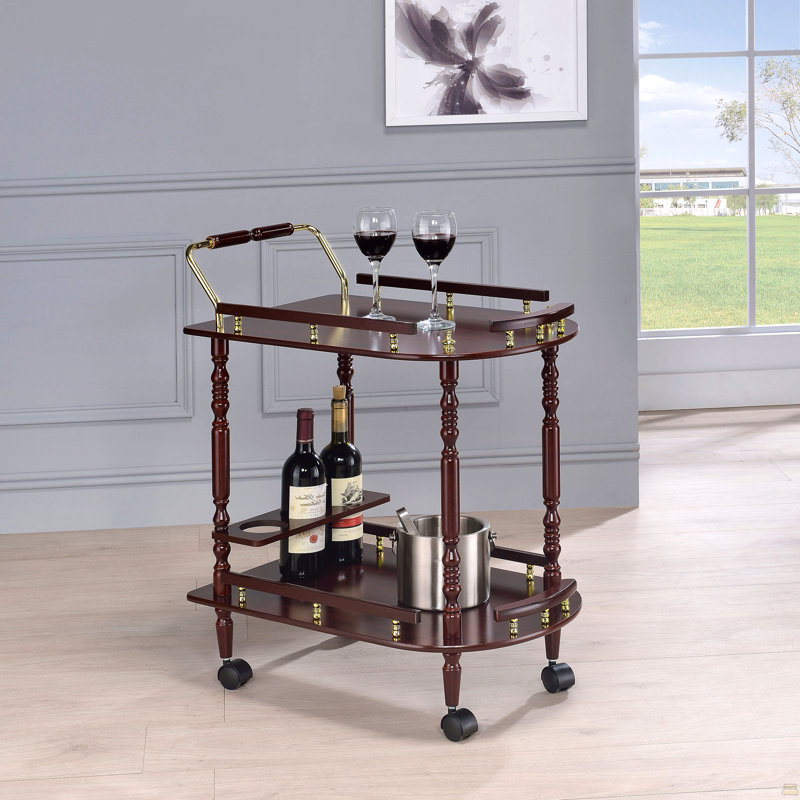 Chariot de service à 2 tablettes Merlot and Brass
