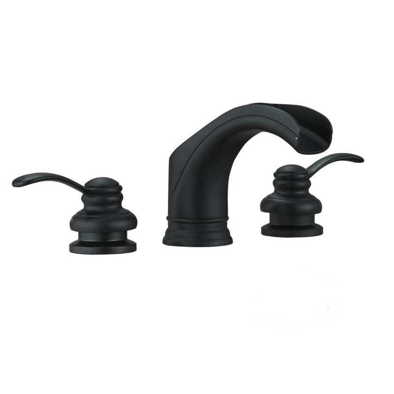 8 In. Waterfall 2-Handle Bathroom Widespread Sink Faucet, Matte Black