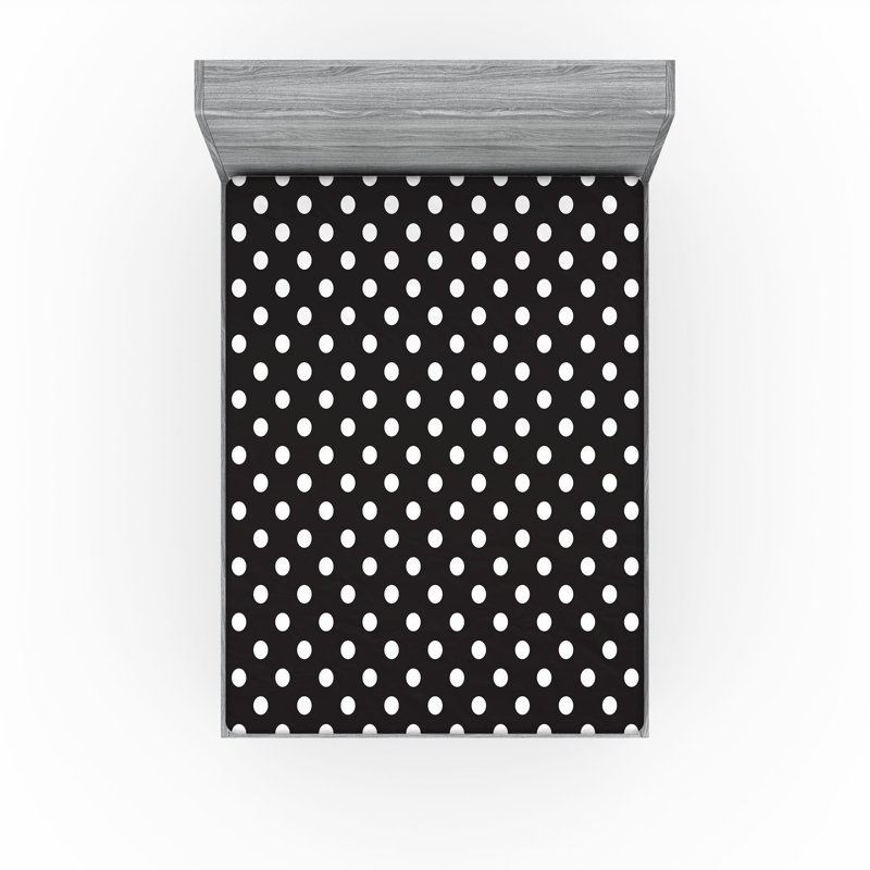 Drap-housse Ambesonne, paquet de 2, Drap-housse grand, Gris anthracite / pois blancs