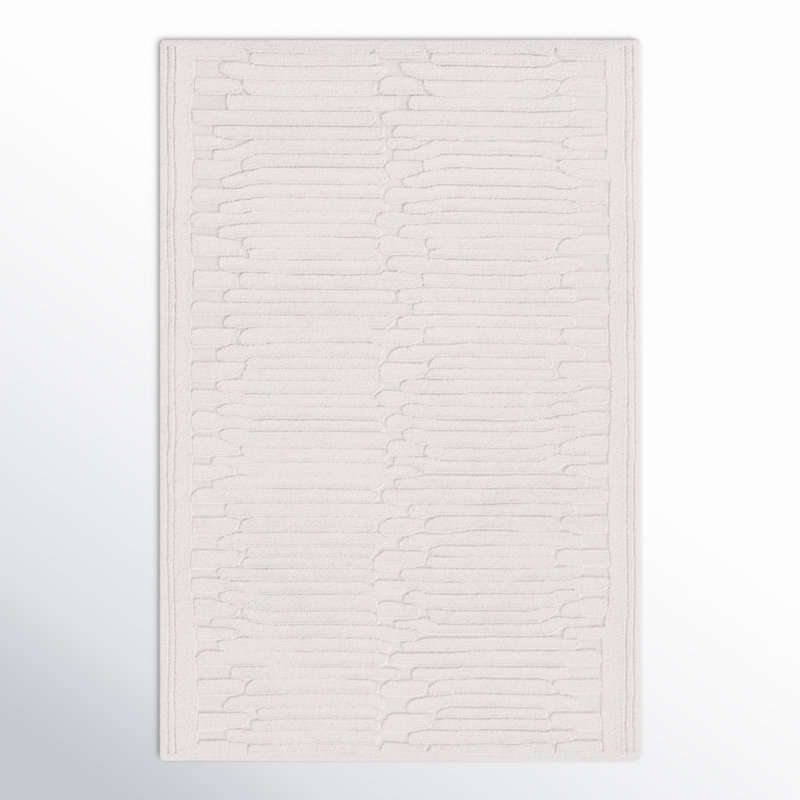 Elona Hand Tufted Wool/Cotton Area Rug in Ivory, Rectangle 3' x 5'