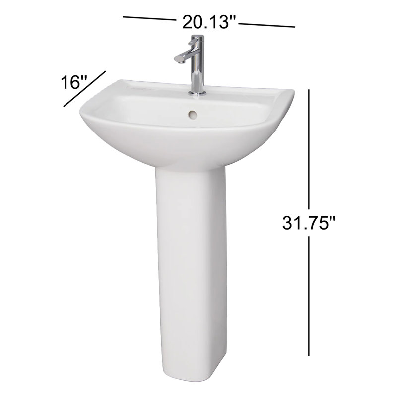 Barclay Lara 16'' White Vitreous China U-Shaped Bathroom Sink with Overflow, Single