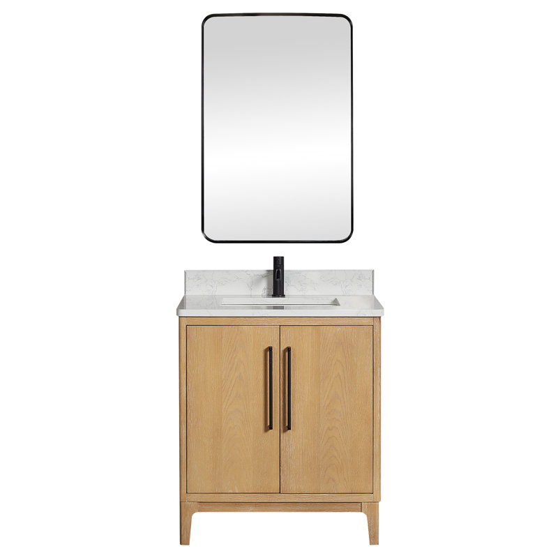 Meuble-lavabo sur pied simple 30 po Langosta, Gris cendré délavé