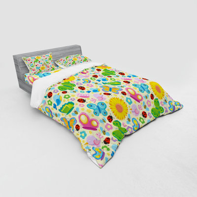 Ensemble de housse de couette en microfibre vert / jaune / rouge