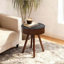 Table d'appoint ronde avec pieds en bois massif - brun et noir, 15,7 po