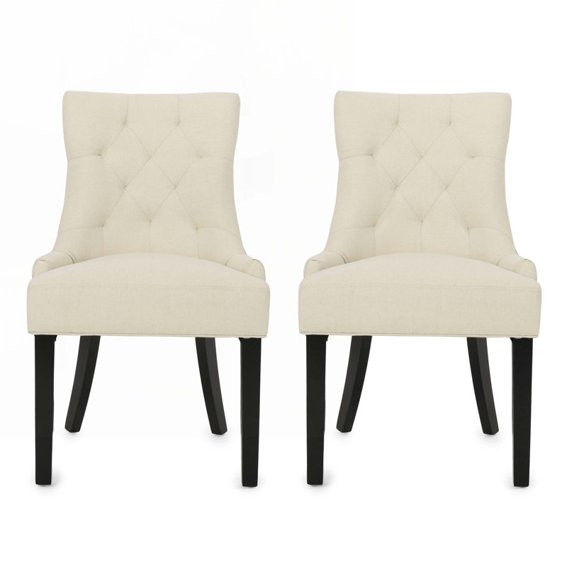 1'' H Tufted Upholstered Side Chair, Ivory