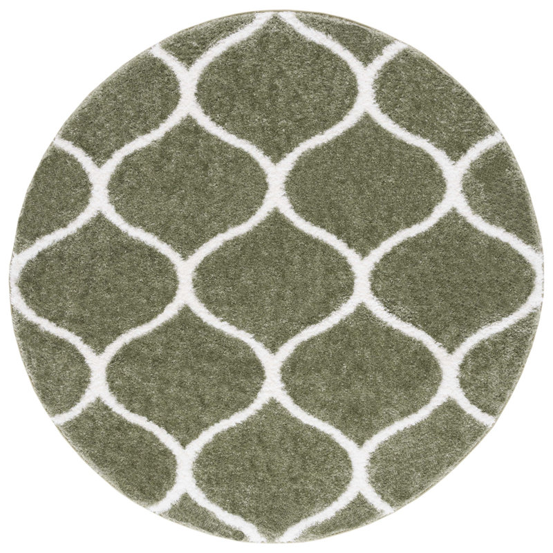 Farhanaz Tahoe Shag Performance Geometric Rug, Round 6'7"