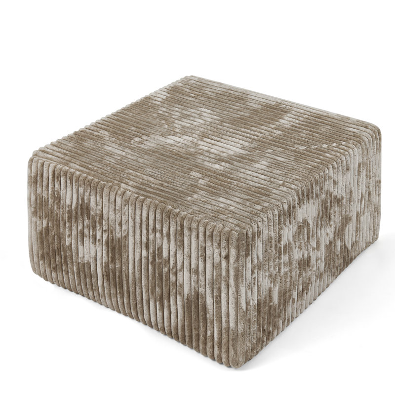 Pouf cube modulaire en velours côtelé à rayures carrées, 79,4 x 79,4 x 41,9 cm, revêtement en mousse, brun, 1 pièce, Brown