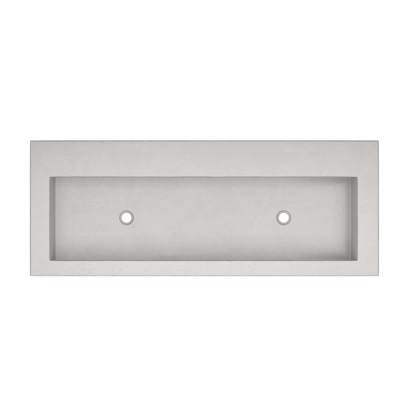 Lavabo de salle de bain en béton rectangulaire encastré sur le comptoir de 48 po fabriqué à la main NativeStone, Frêne