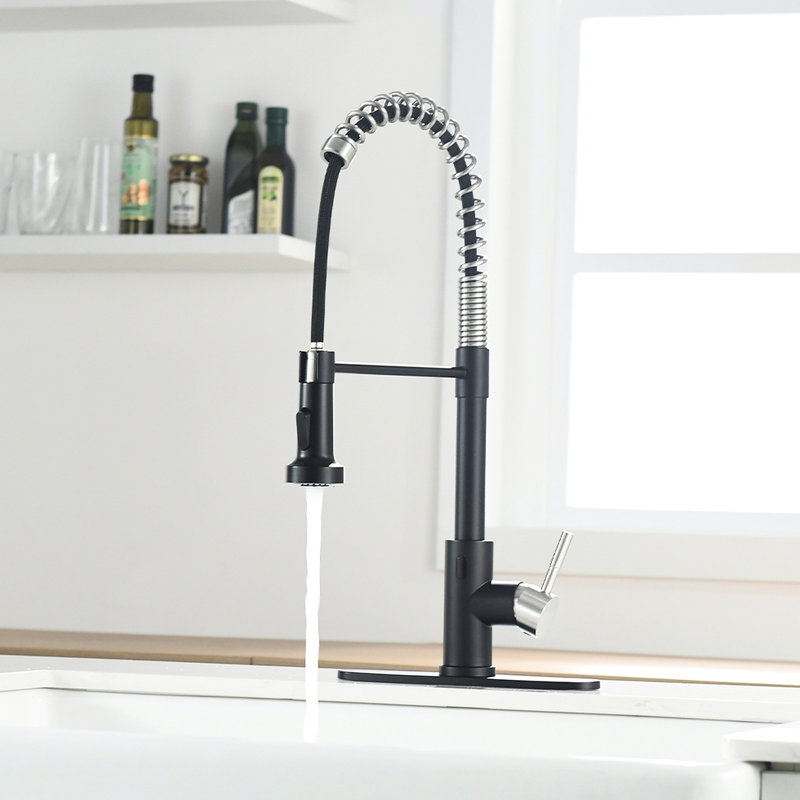 Robinet de cuisine avec capteur de mouvement - Automatique intelligent, sans contact, hygiénique et pratique pour les cuisines en acier inoxydable noir / argent
