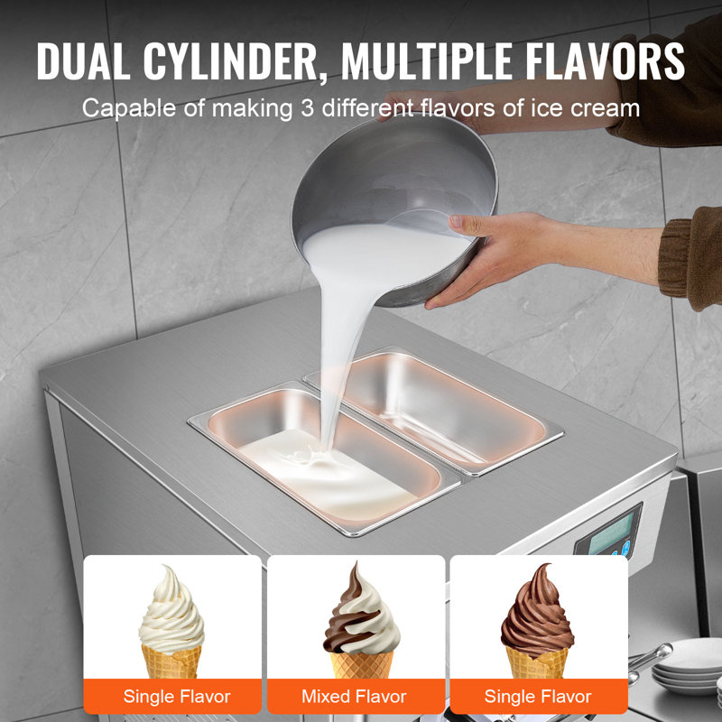 Silver Stainless Steel Commercial Soft Serve Ice Cream Machine