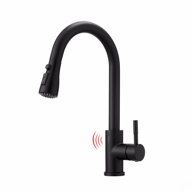 Touchless Kitchen Faucet, Hands Free Automatic Smart Kitchen Faucet, Stainless Steel Touchless Kitchen Faucet, Black