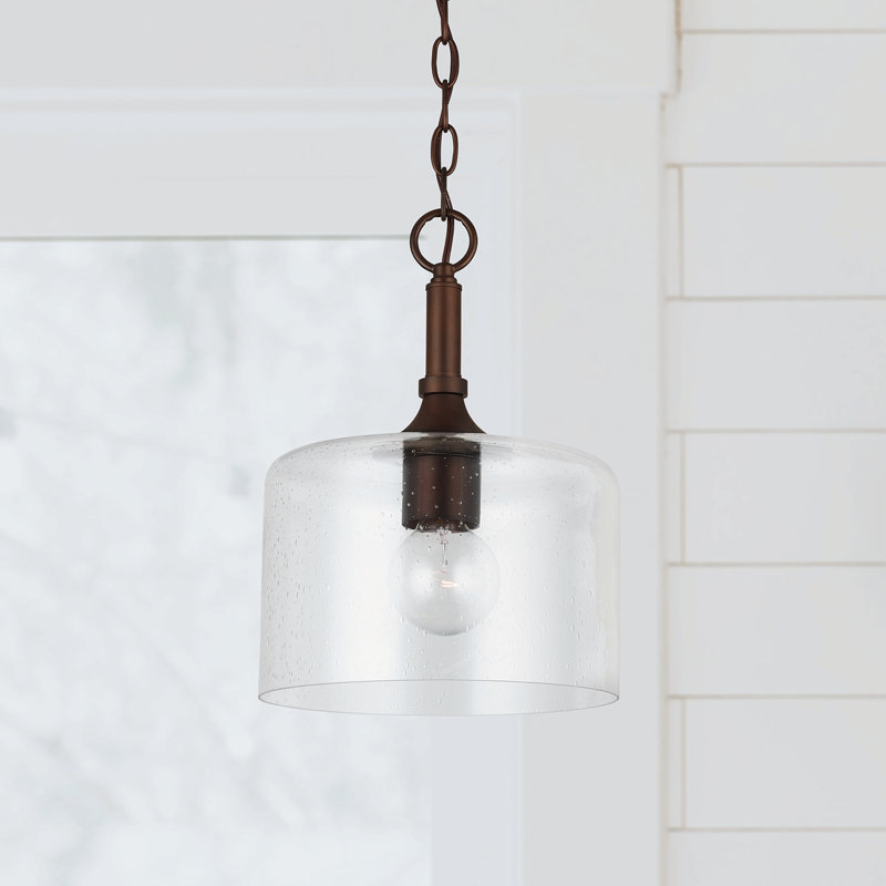 Luminaire suspendu tambour simple à 1 lumière Achen, Bronze