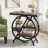 Table de bout étroite industrielle de 25,59 po avec tablettes de rangement à 3 niveaux, table d'appoint de canapé gris moderne avec structure en métal géométrique, petite table de chevet ou table de chevet, table de bout