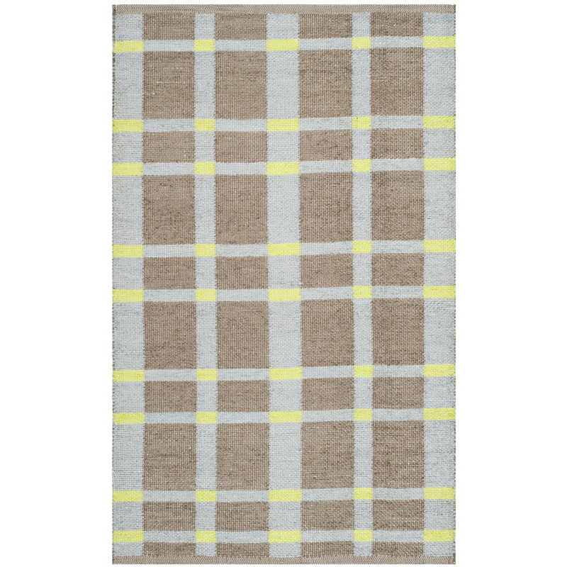 Assorted Hand Woven Plastic Plaid Rug, Rectangle 2'6" x 4'