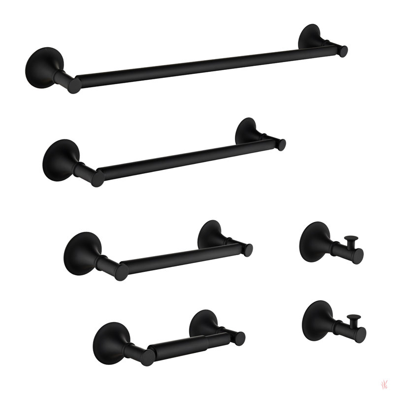 6 - Piece Bathroom Hardware Set, Brass, 1.3" H x 10.8" W x 3.1" D