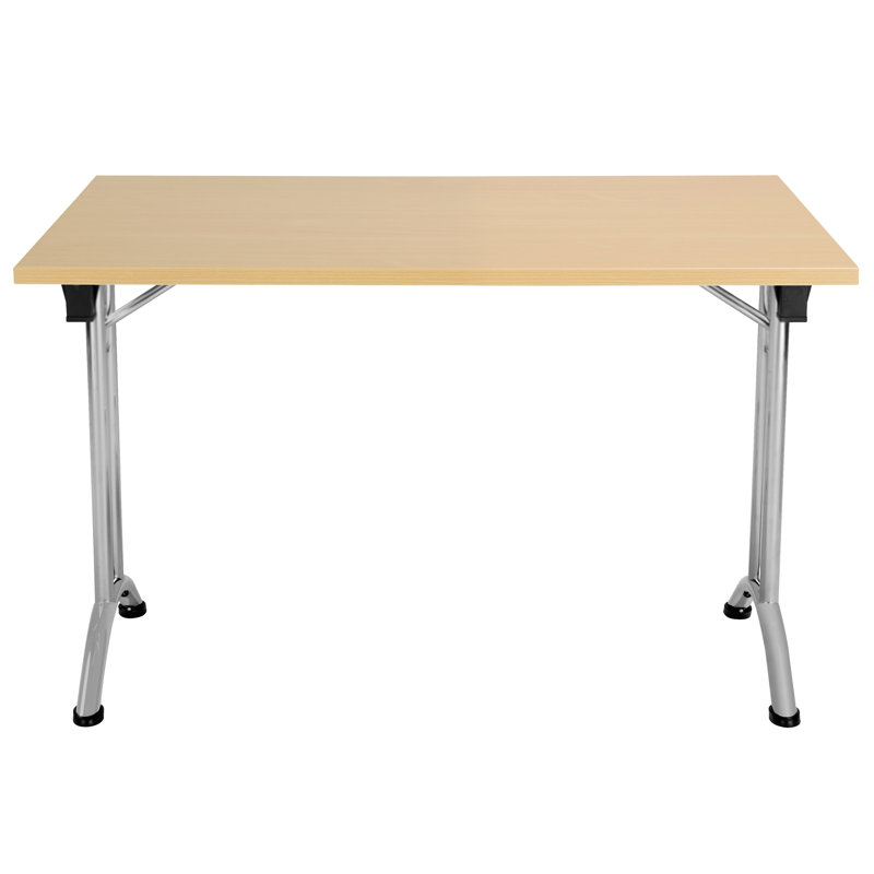 Buariki Rectangle Modular Training Table, Silver, Oak, 72.5cm H x 120cm W x 80cm D