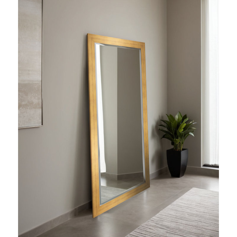 Beveled Full Length Mirror, Matte Gold