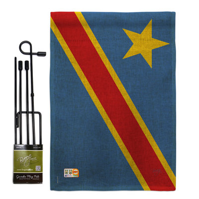 Dr au congo, la nationalité du monde, impressions de polyester de 2 côtés, 19 po x l 13 po. ensemble de drapeau
