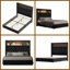 Structure de lit double capitonnée en velours avec port USB et veilleuse, tête de lit à oreilles 52 po, noir-1319565606-1319692254