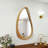 Modern Irregular Teardrop Wooden Wall Mirror, 29.92" x 20.08" Decorative Accent Mirror for Bathroom, Bedroom, Living Room, Mid-Century Home Decor