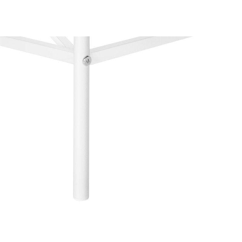 Table d'appoint, côté, bout, étroit, petit, 2 niveaux, salon, chambre à coucher, stratifié blanc, métal blanc, contemporain, moderne