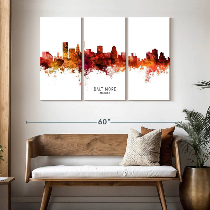 Rampers de Baltimore, Maryland Skyline III, H 32 po x l 50 po