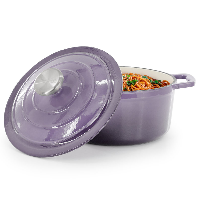 Casserole en fonte émaillée MegaChef, Mauve