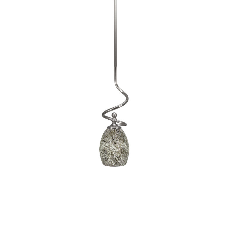 Capri Stem Hung Mini Pendant With 5" Natural Fusion Glass, Brushed Nickel