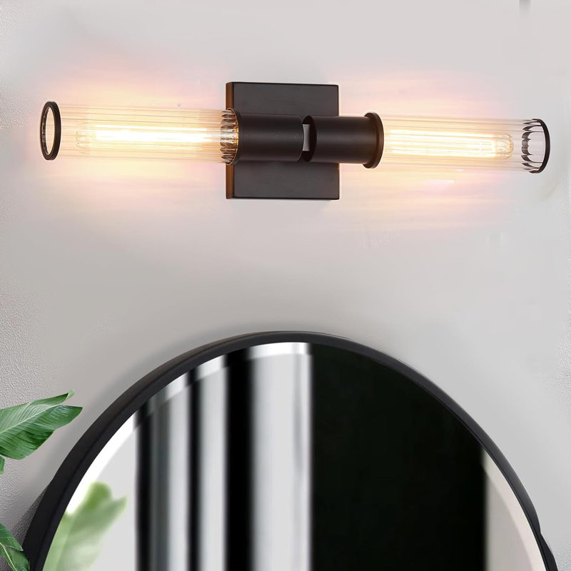 Applique murale moderne pour salle de bain avec abat-jour en verre fileté
